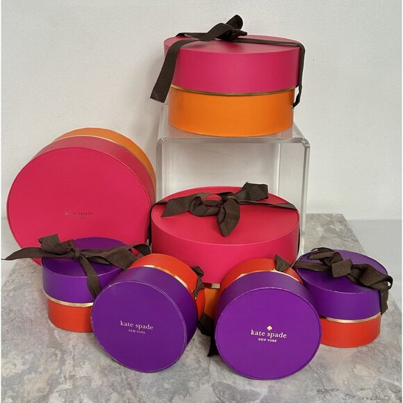 Set of 7 Empty Kate Spade New York Round Gift Boxes - Picture 1 of 6